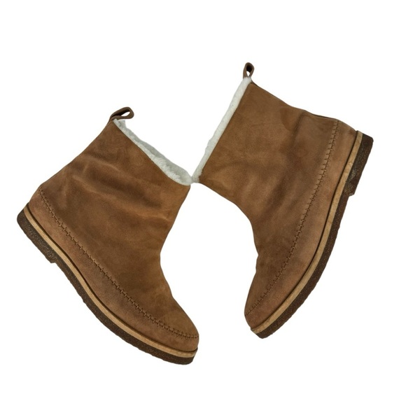 Jenni Kayne Suede Moc Shearling Lined Slip On Ankle Snow Boots Tan Size 39 - Picture 5 of 16